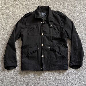 H&M Black Military Field Jacket with Epaulets Size M not XL on Tag